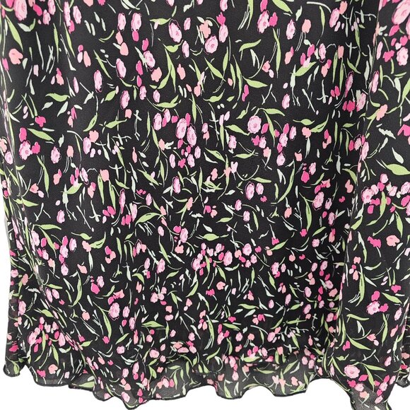 Mandy Evans Vintage Y2K Midi Floral Ruffle Hem Skirt Women Size XL Black, Green - Picture 4 of 7